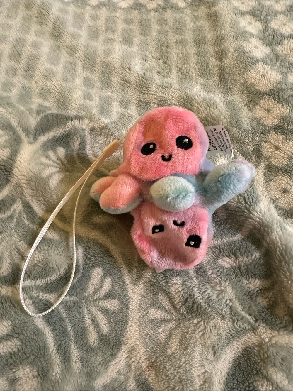 Plush Pink & Mint Reversible Octopus Keychain for Kids